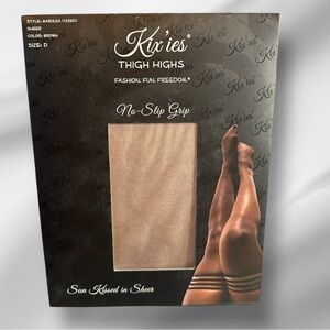 Kix’ies thigh highs no slip grip Sun kissed in sheer Marissa style brown size D